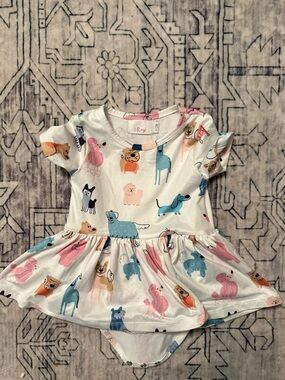 Mila & Rose Dog Girl Dress onesie Bamboo 6-12m Puppy Pals